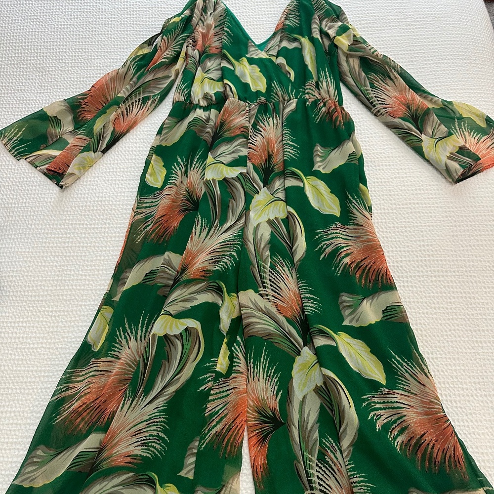 Green Floral Print Romper